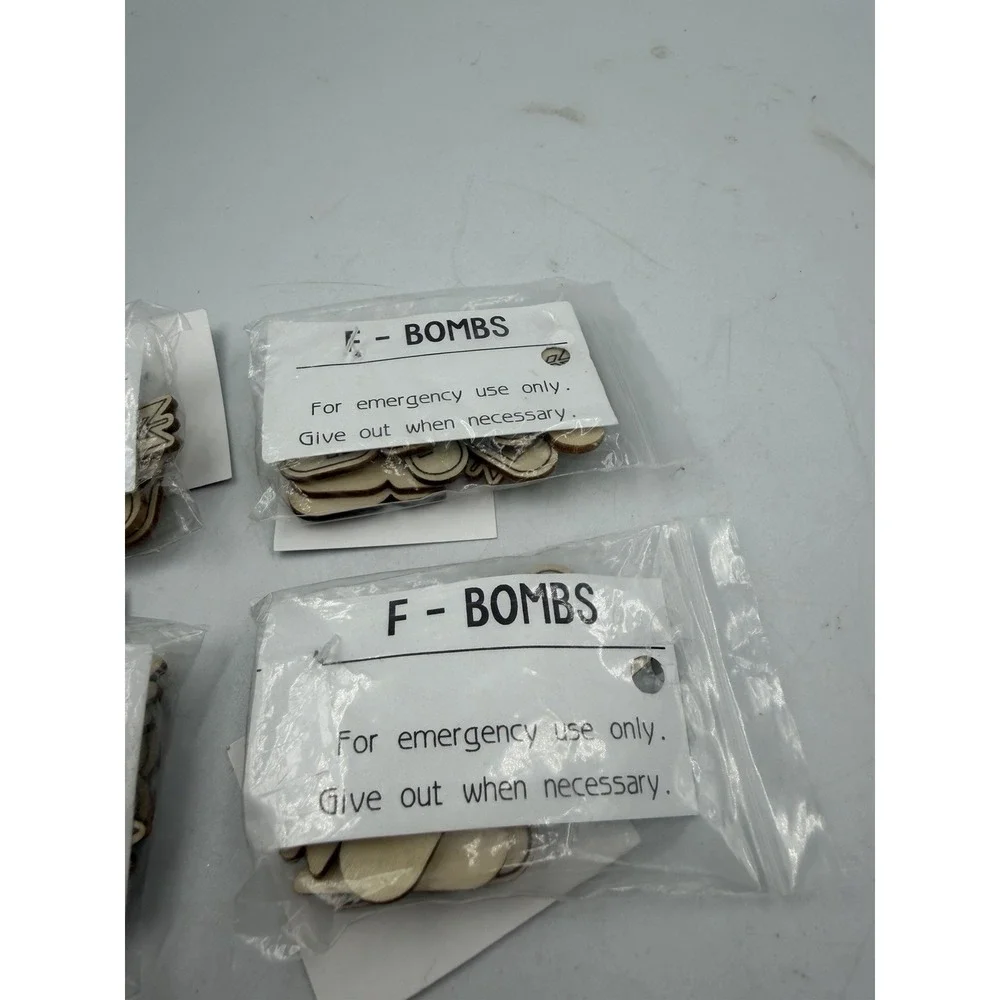 Lot Of 4 F Bomb Unfinished Wood Cutout Shapes Small 12pc X4 = 48 Pcs